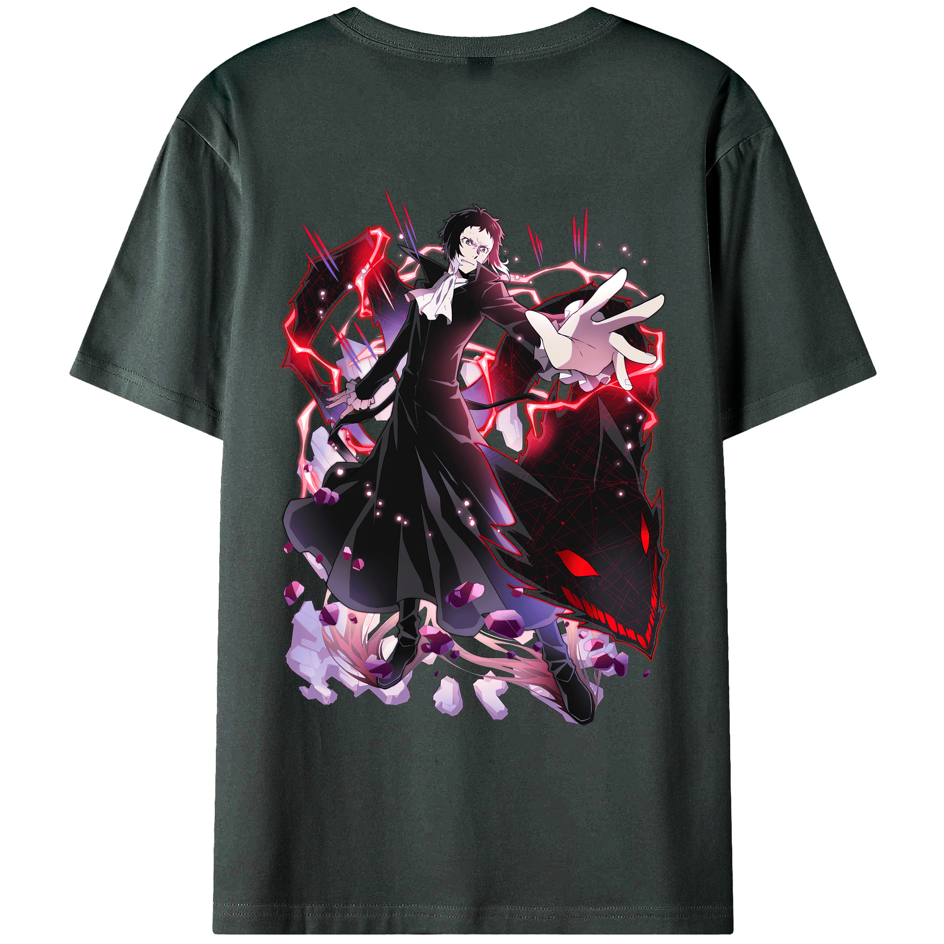 （画像用） 文豪ストレイドッグス Bungo Stray Dogs 綿100％ メンズ半袖Tシャツ（バックプリント） 通気性